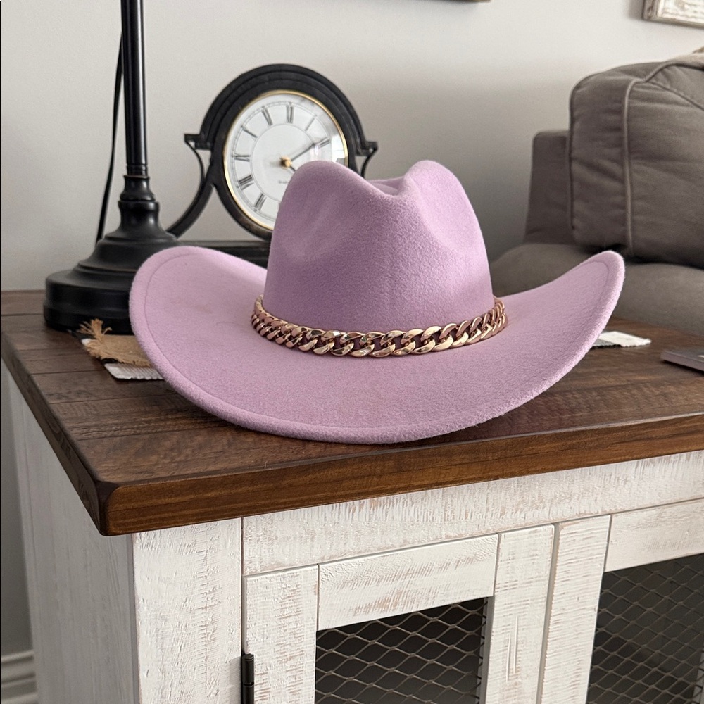 Lavender Hat with Gold Chain